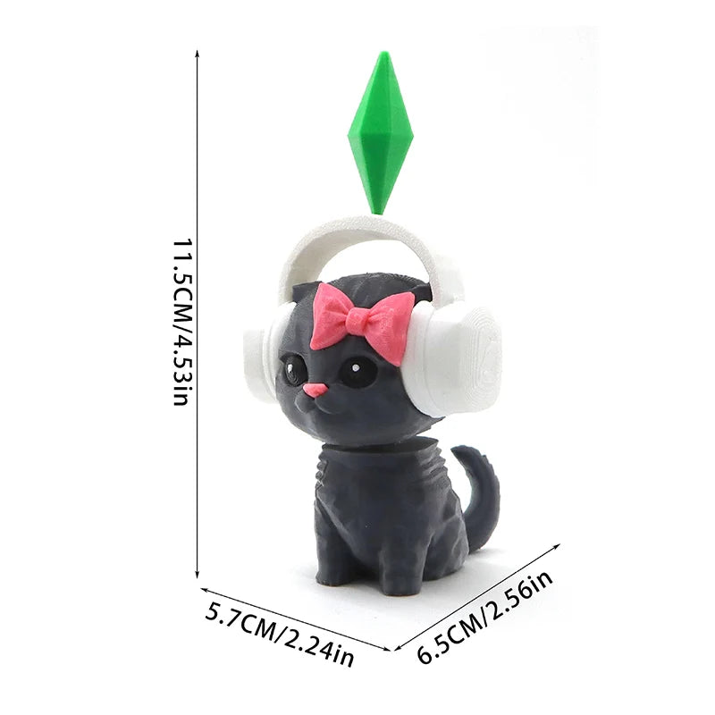 Cute Plumbob Dancing Cat Car Accessory The Sims Inspired Cat Figurine Ornament Creative Dashboard Decor For Car Interior & Desk