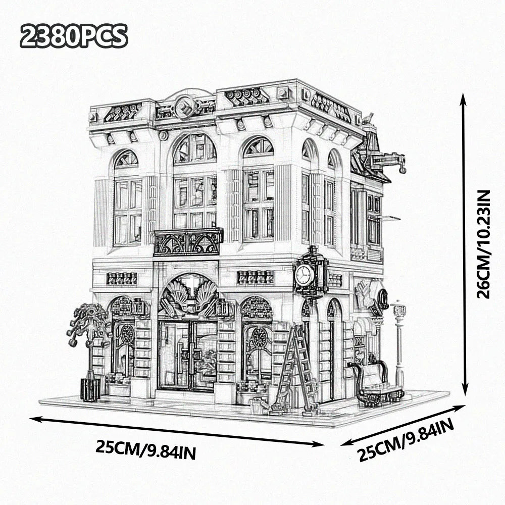 Street Views Expert Building Blocks Bank Pari Restaurant Model Creative Advanced House Assembly Set Xmas Gifts For Room Decor