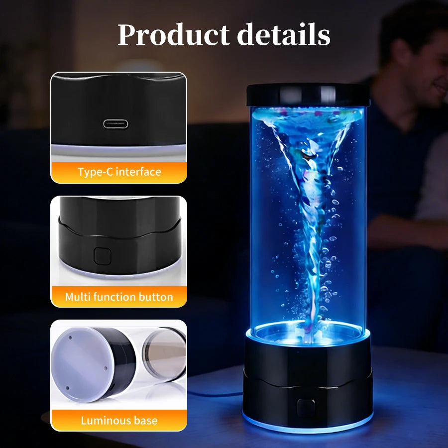 Creative LED Tornado Night Light USB Multi-Color Changing Atmosphere Lamp For Children Adult Birthday Gift Home Bedroom Decor