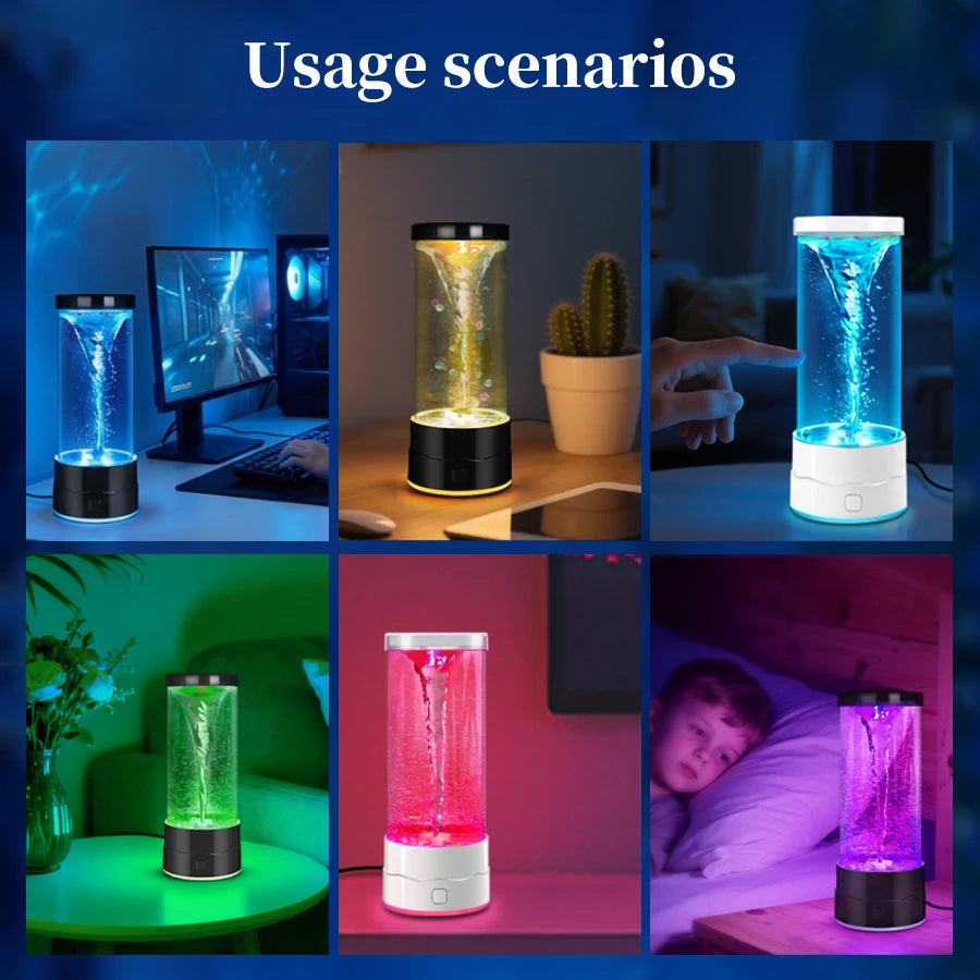 Creative LED Tornado Night Light USB Multi-Color Changing Atmosphere Lamp For Children Adult Birthday Gift Home Bedroom Decor