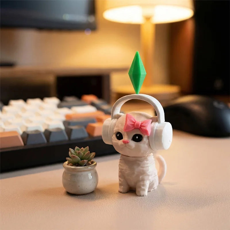 Cute Plumbob Dancing Cat Car Accessory The Sims Inspired Cat Figurine Ornament Creative Dashboard Decor For Car Interior & Desk