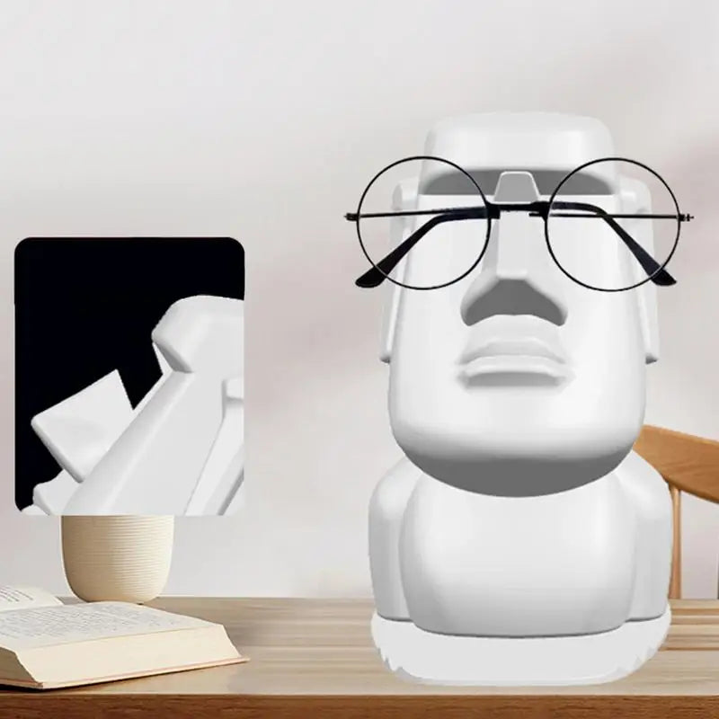 Creative Resin Moai Statue Figurines Ornament Glasses Stand Holder Easter Island Sunglasses Display Gift for Home Decoration