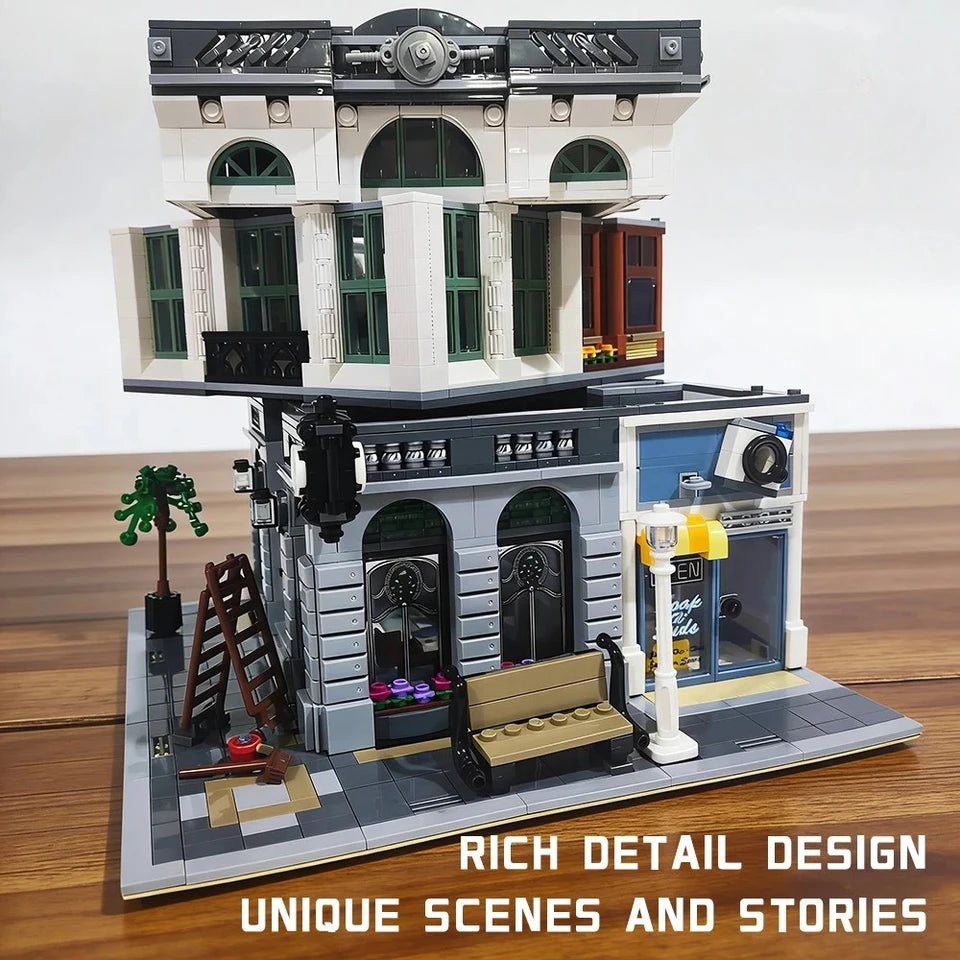 Street Views Expert Building Blocks Bank Pari Restaurant Model Creative Advanced House Assembly Set Xmas Gifts For Room Decor