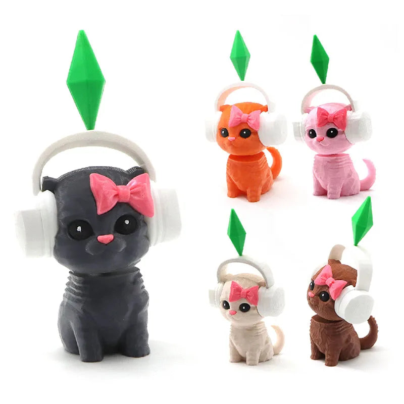Cute Plumbob Dancing Cat Car Accessory The Sims Inspired Cat Figurine Ornament Creative Dashboard Decor For Car Interior & Desk