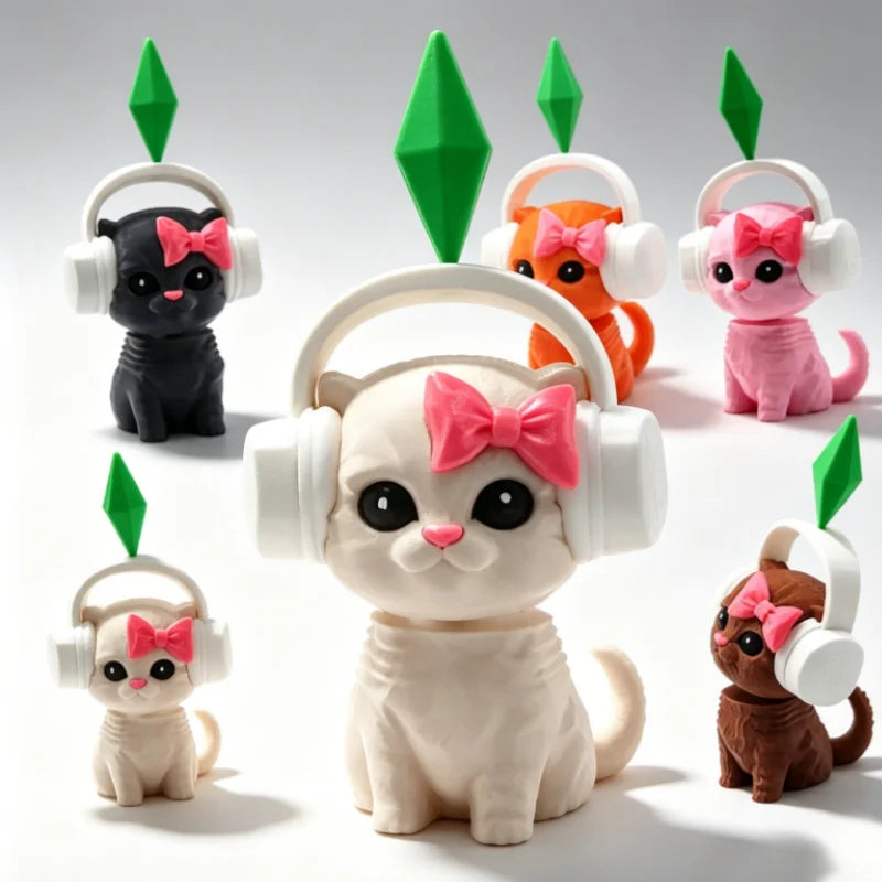 Cute Plumbob Dancing Cat Car Accessory The Sims Inspired Cat Figurine Ornament Creative Dashboard Decor For Car Interior & Desk