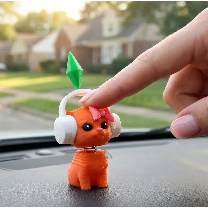Cute Plumbob Dancing Cat Car Accessory The Sims Inspired Cat Figurine Ornament Creative Dashboard Decor For Car Interior & Desk