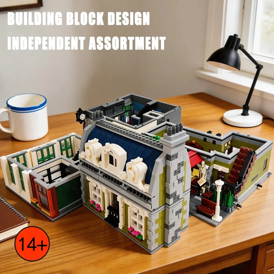 Street Views Expert Building Blocks Bank Pari Restaurant Model Creative Advanced House Assembly Set Xmas Gifts For Room Decor